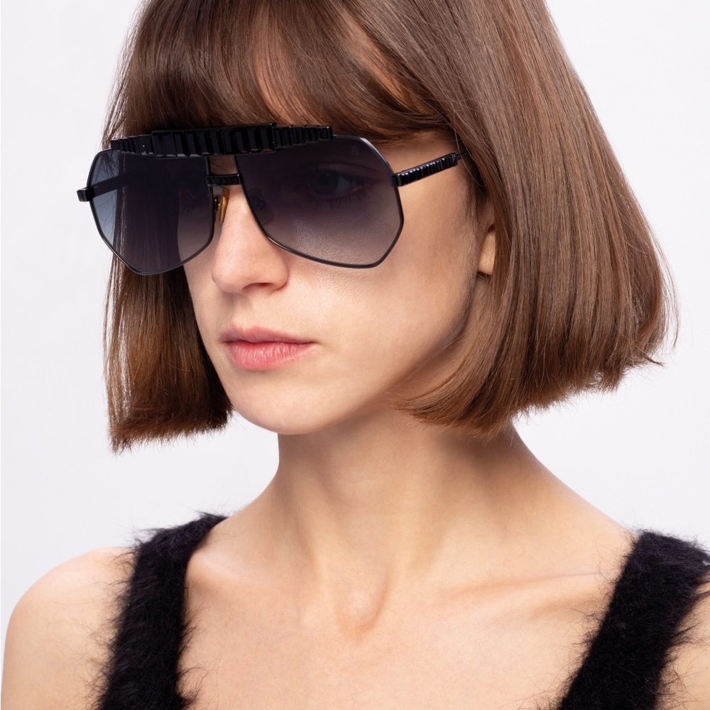Anna Karin Karlsson Le Boss Black Swarovski Aviator Pilot Sunglasses defect